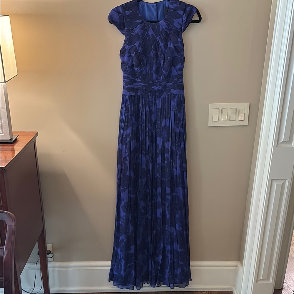 J. Crew Blue Maxi Gown with Flutter Cap Sleeves